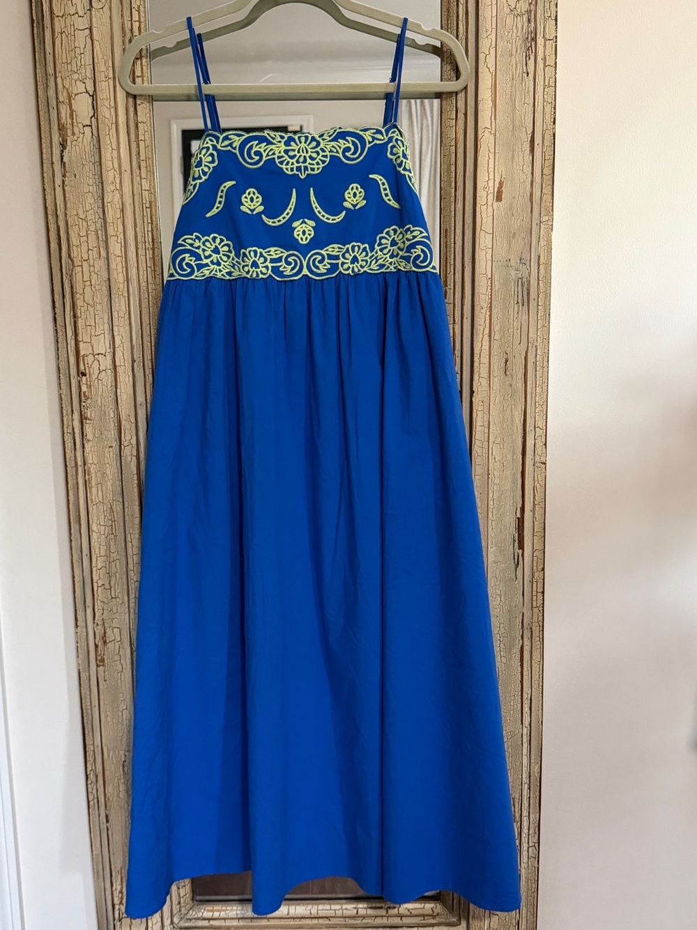 Blue Embroidered Spaghetti-Strap Women’s Dress